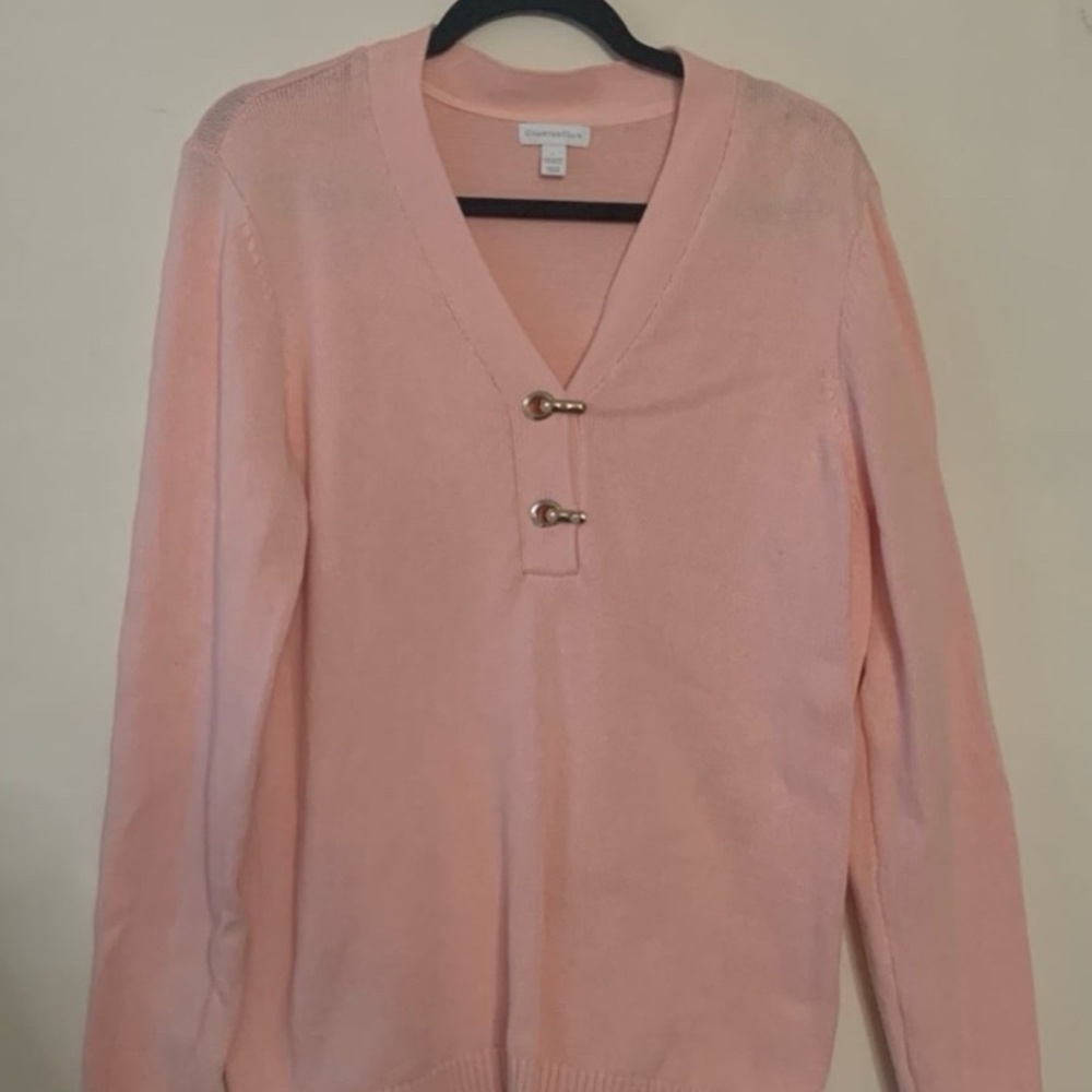 WOMENS L PINK SWEATER CHARTER CLUB - KAREN SCOTT PINK V-NECK SWEATER